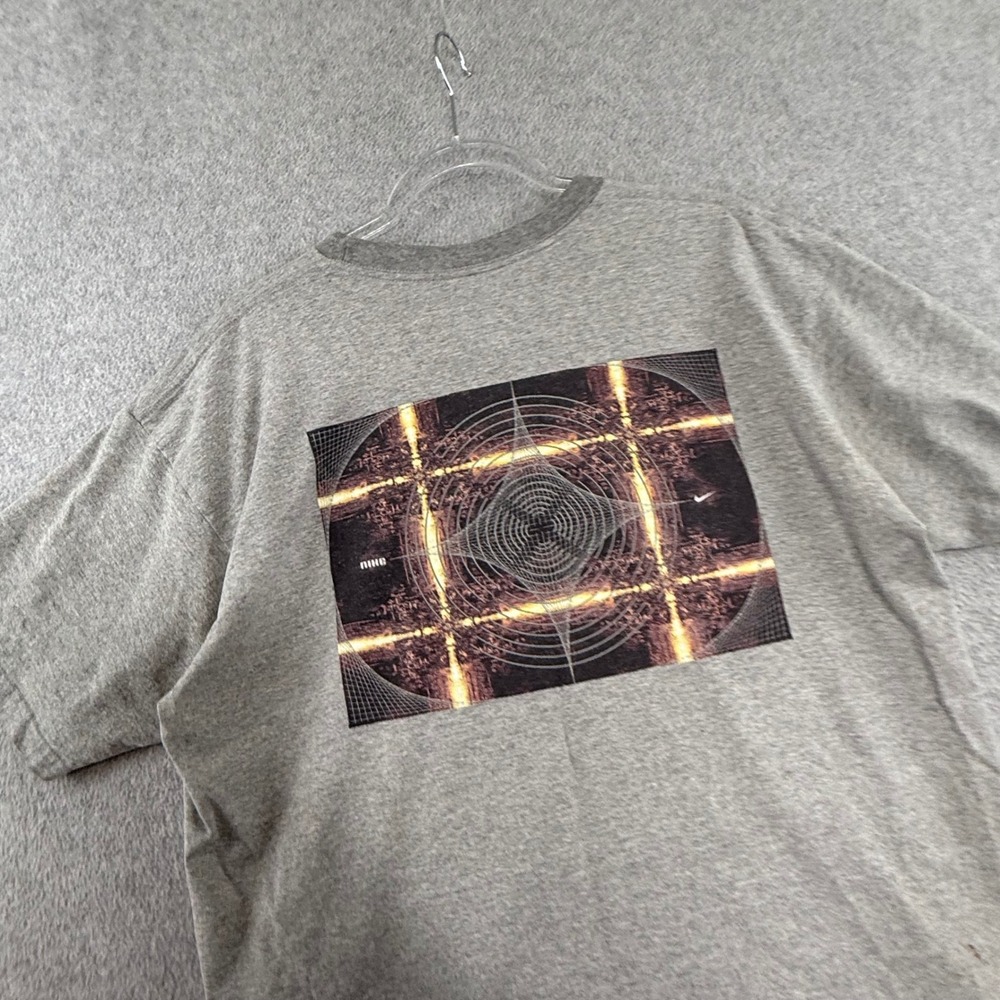 Nike T Shirt Mens L Star Grey Vintage 90s Silver Tag Graphic Cyber Y2K USA Made